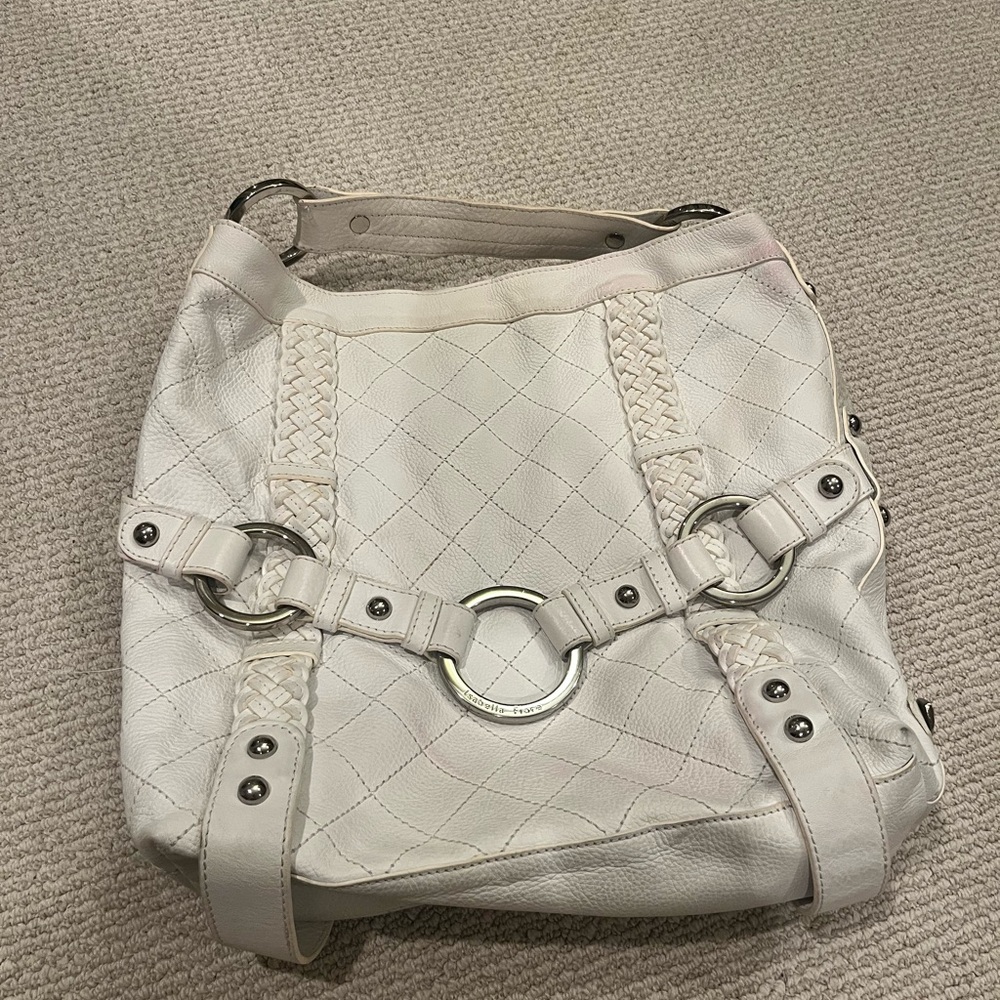 Isabella Fiore White Quilted Hobo Bag